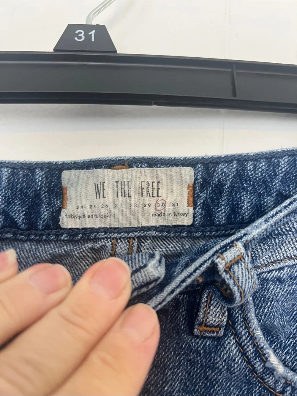 We the Free Distressed Denim Mini button fly Skirt Size 30